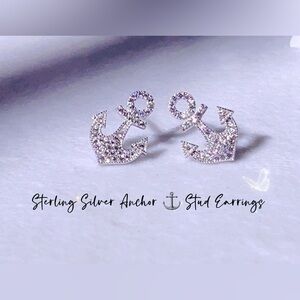 Sterling Silver anchor ⚓️ stud Earrings